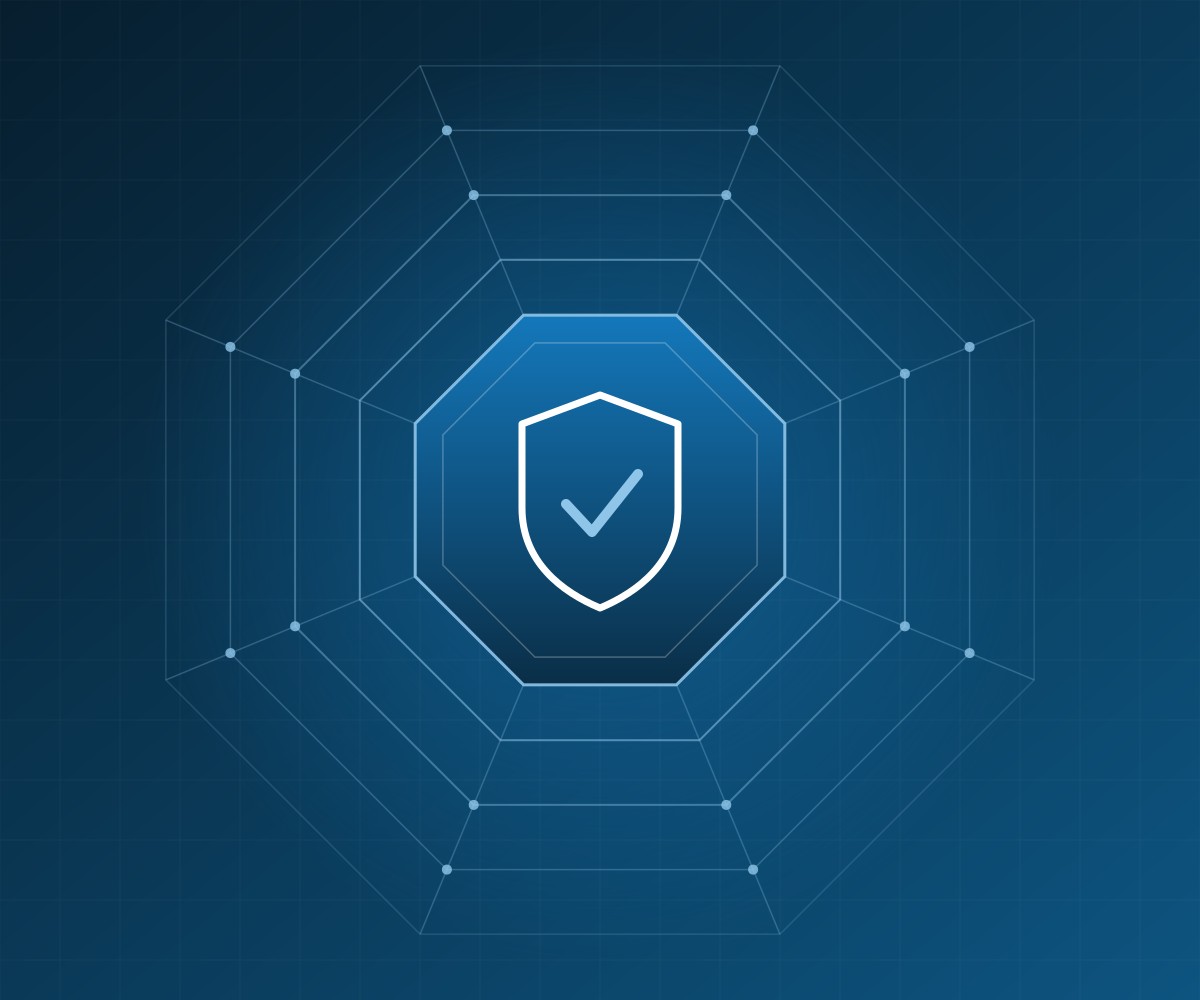 Shield and octagon graphic representing Octaga protection